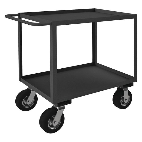 Utility Cart with Lipped Metal Shelves, Steel, 1,200 lb Load Capacity, 2 Shelves, 75 1/2 in L
