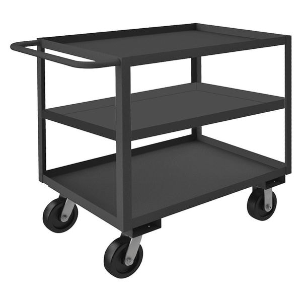 Utility Cart with Lipped Metal Shelves, Steel, 3,000 lb Load Capacity, 3 Shelves, 54 in L, 35 in H