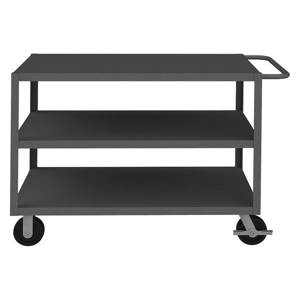 Utility Cart with Flush Metal Shelves, Steel, 3,000 lb Load Capacity, 3 Shelves, 52 in L, 38 in H
