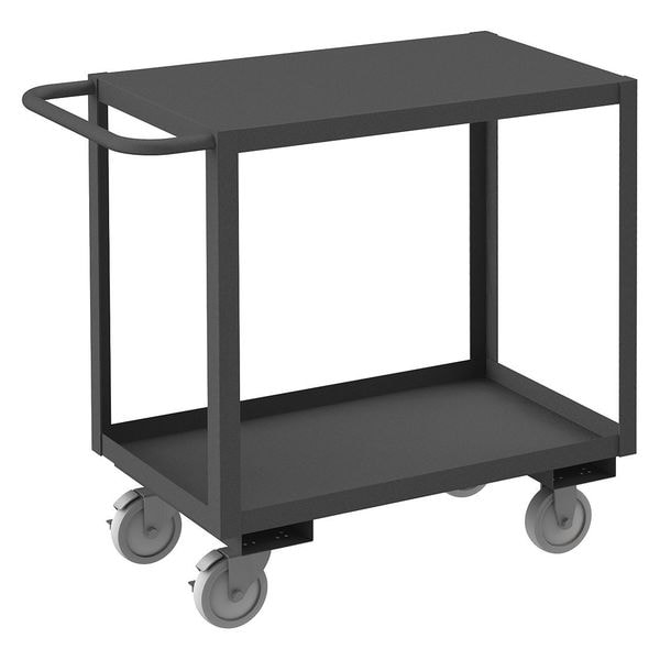 Utility Cart with Lipped & Flush Metal Shelves, Steel, 1,200 lb Load Capacity, 2 Shelves, 38 in L