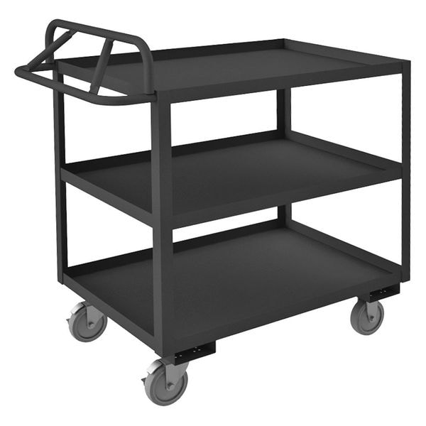 Utility Cart with Lipped Metal Shelves, Steel, 1,200 lb Load Capacity, 3 Shelves, 52 in L