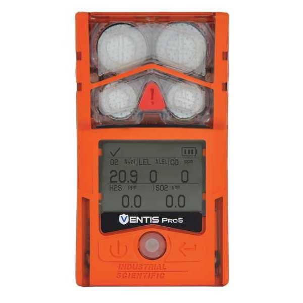 Ventis Pro5 Multi-Gas Detector, IP68, Audible, Vibrating, Visual, LCD with Backlight