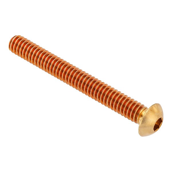 3/8"-16 Socket Head Cap Screw, Button, Plain Brass, 2 in Length