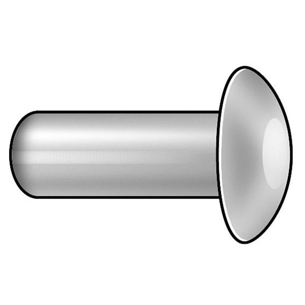 Semi-Tubular Rivet, Oval Head, 1/4 in Dia., 5/8 in L, Brass Body, 50 PK