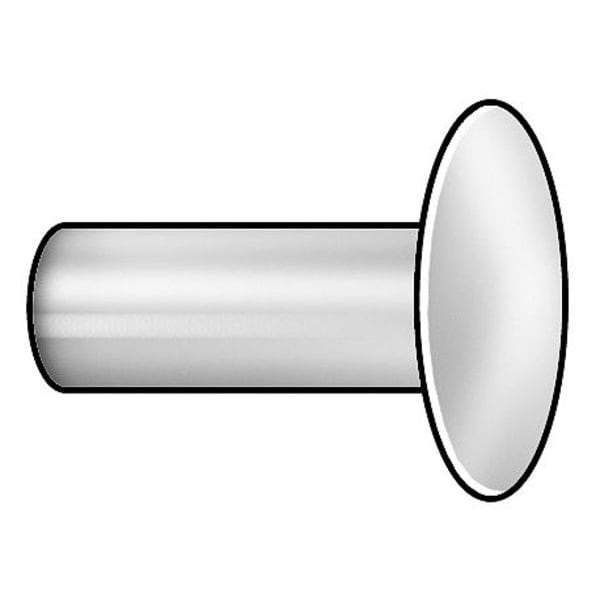 Semi-Tubular Rivet, Truss Head, 3/16 in Dia., 1/2 in L, Stainless Steel Body, 50 PK