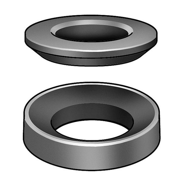 Spherical Washer, Fits Bolt Size 1 in, Steel, Black Oxide Finish, PR