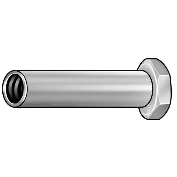 Arch Barrel, 1/4"-20, 1 in Brl Lg, 3/8 in Brl Dia, Stainless Steel Plain, 2 PK