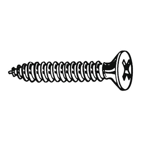 Sheet Metal Screw, #14 x 2-1/2 in, Zinc Plated Steel Flat Head Phillips Drive, 100 PK