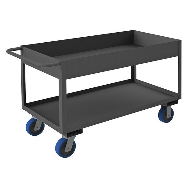 Utility Cart with Deep Lipped Metal Shelves, Steel, 3,600 lb Load Capacity, 2 Shelves, 37 in L