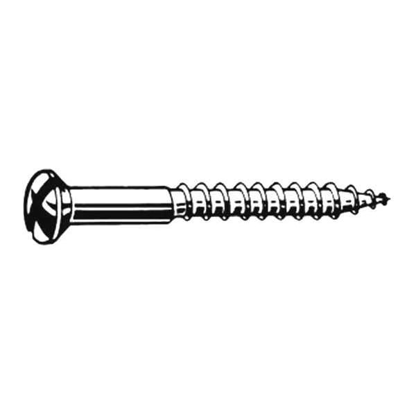Wood Screw, #10, 1-1/2 in, Plain Brass Oval Head Slotted Drive, 100 PK