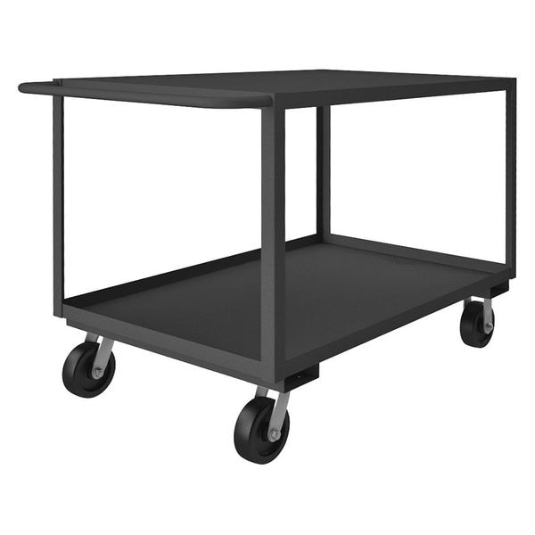 Utility Cart with Lipped & Flush Metal Shelves, Steel, 3,000 lb Load Capacity, 2 Shelves, 52 in L