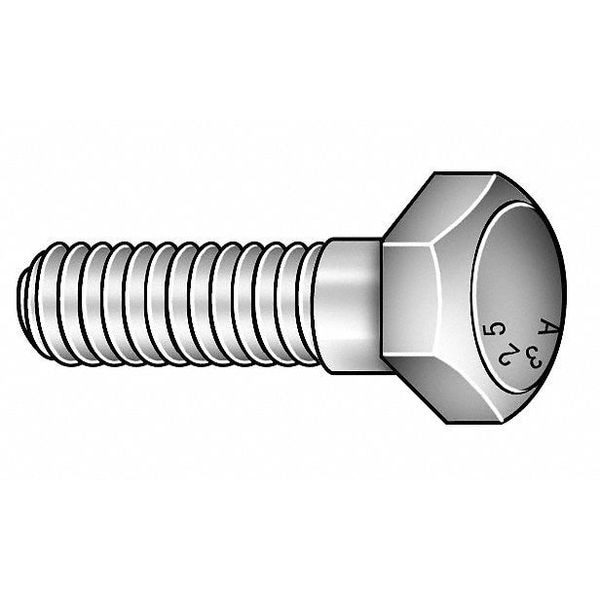 Grade A325, 7/8"-9 Structural Bolt, Hot Dipped Galvanized Steel, 5 1/4 in L, 100 PK