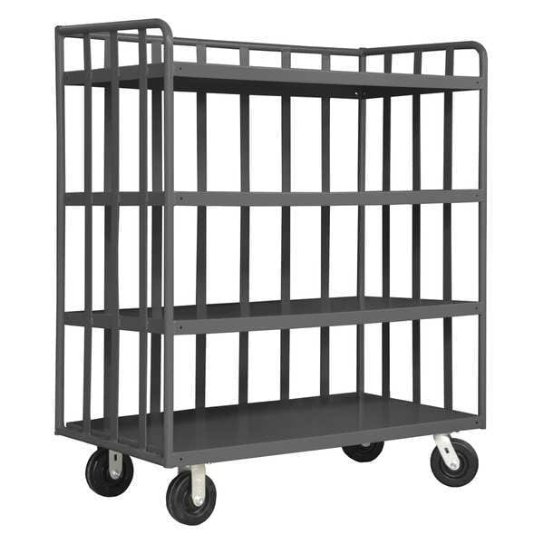 Single-Side-Access Slat-Wall Metal Stock Truck, Steel, 3,600 lb Load Capacity, 4 Shelves
