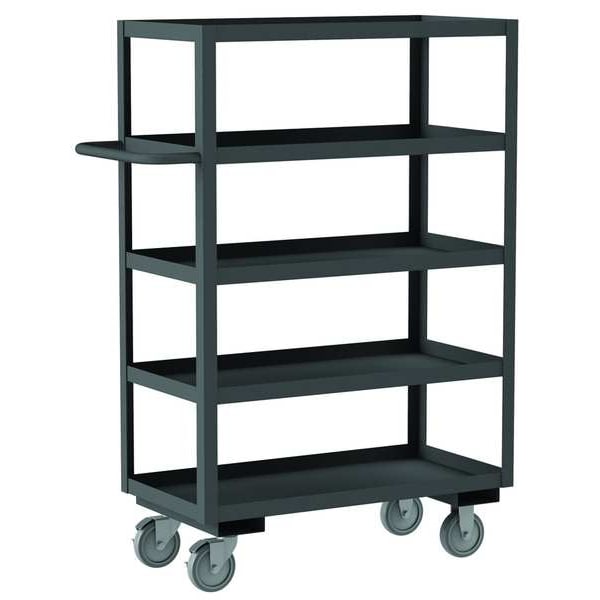 Utility Cart with Lipped Metal Shelves, Steel, 1,200 lb Load Capacity, 5 Shelves, 78 1/2 in L