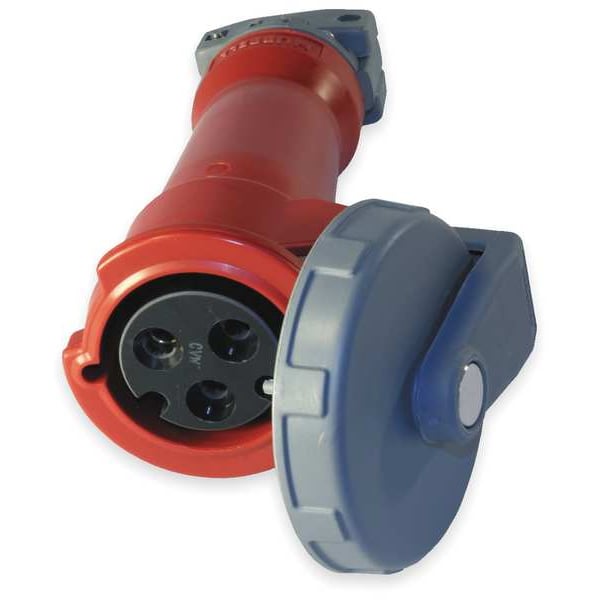 Watertight Pin & Sleeve Connector, 30 A, 480V AC, Single Phase, 2 Pole, IEC Grounding, Red, NEMA 4X