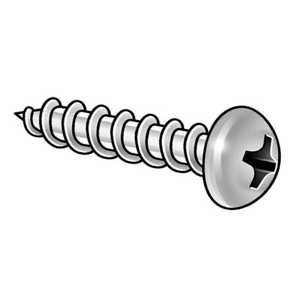 Sheet Metal Screw, #10 x 2 in, Plain 18-8 Stainless Steel Truss Head Phillips Drive, 100 PK