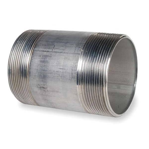 Welded 316 Stainless Steel Pipe Nipple, 3 in Pipe, 4 in L, 0.216 in Thick, MNPT x MNPT, Threaded End