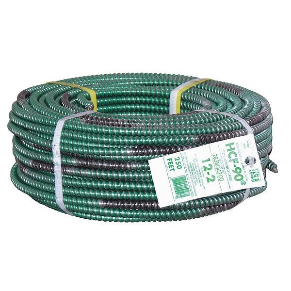 Metal Clad Building Cable, HCF, 12 AWG, 2C with Ground C, Green, Aluminum, Stranded, 600V AC