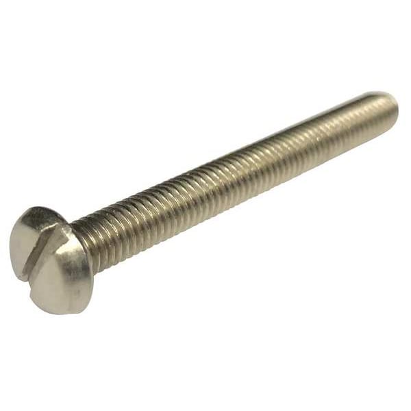 #10-32 x 1-1/2 in Slotted Pan Machine Screw, Plain 18-8 Stainless Steel, 100 PK