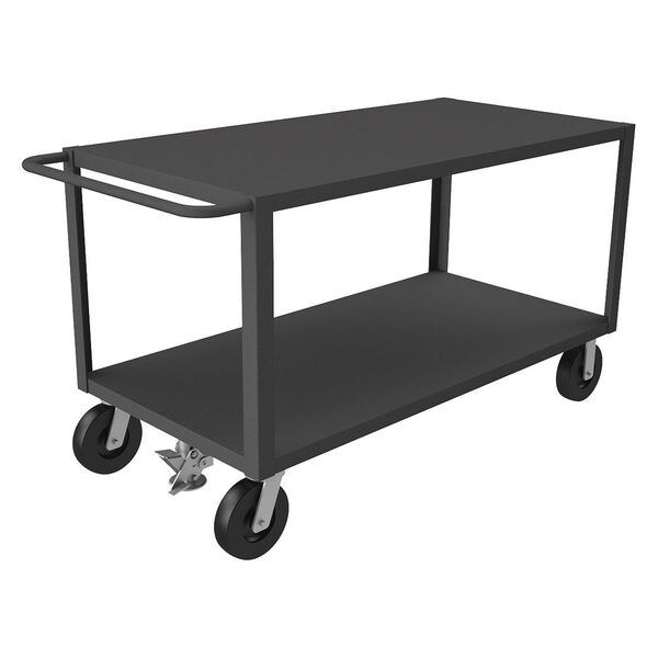 Utility Cart with Flush Metal Shelves, Steel, 5,000 lb Load Capacity, 2 Shelves, 66 1/2 in L