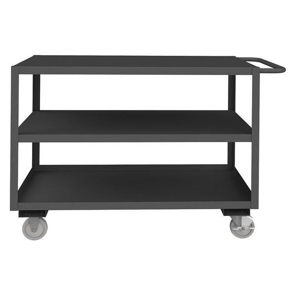 Utility Cart with Lipped & Flush Metal Shelves, Steel, 1,200 lb Load Capacity, 3 Shelves, 52 in L