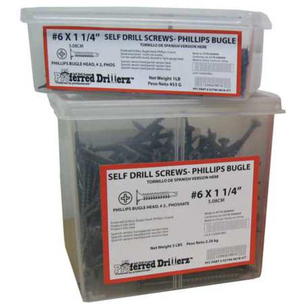 Self-Drilling Screw, #8, 1 in, Zinc Plated Steel Wafer Head Phillips Drive, 5000 PK