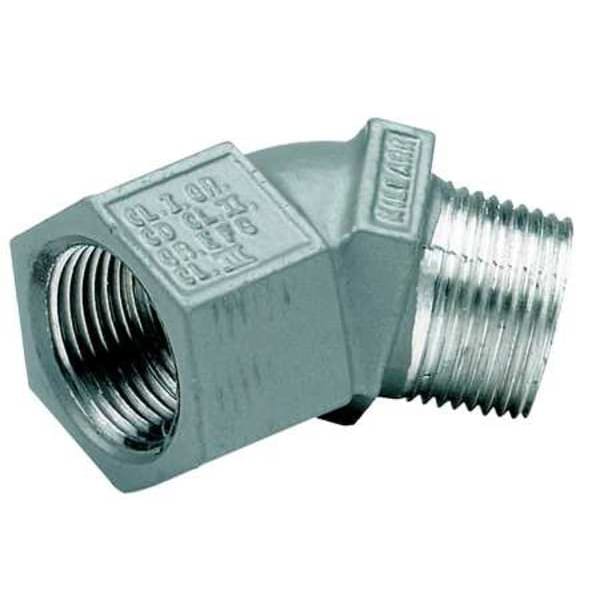 IMC 45 Deg Elbow, 3/4 in, Threaded, Aluminum, Zinc Plated, Gray