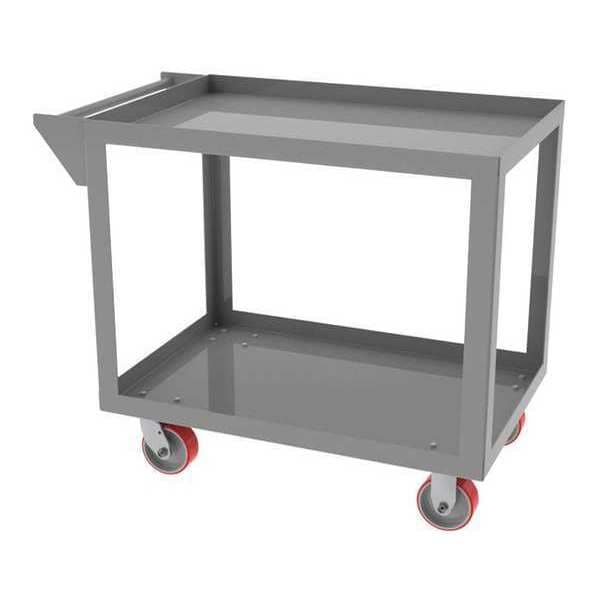Cart, 24"Dx36"L, 2 Shelf, Retainer Lip