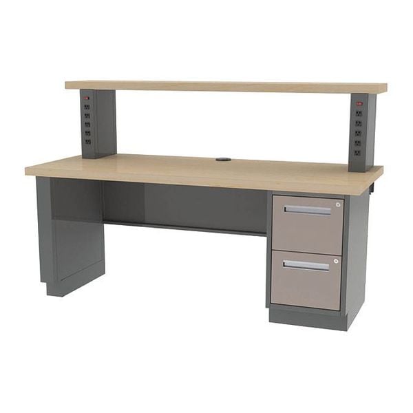 Pre Engineered Work Stations Workstation, AC Riser Shelf, 5 ft. H, 30" D X 47-1/2" H, 60" W X Maple