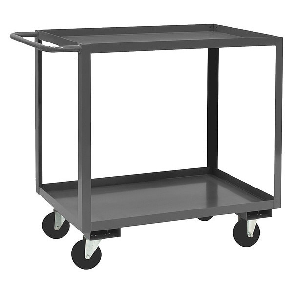 Utility Cart with Lipped Metal Shelves, Steel, 1,400 lb Load Capacity, 2 Shelves, 54 1/2 in L