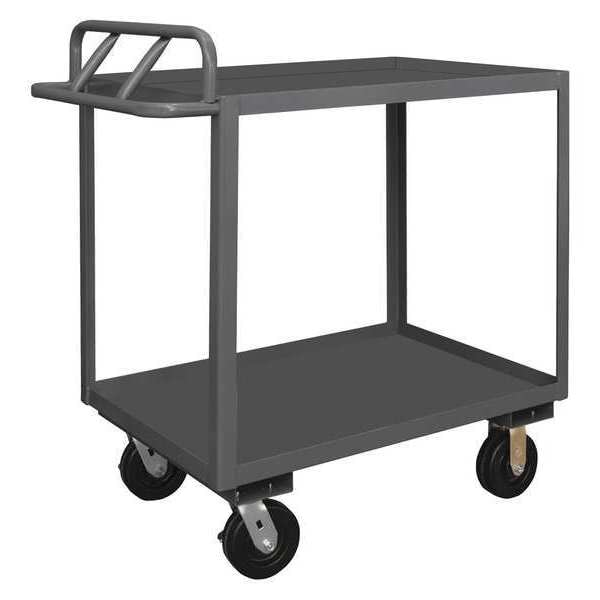 Utility Cart with Lipped Metal Shelves, Steel, 3,600 lb Load Capacity, 2 Shelves, 54 1/2 in L