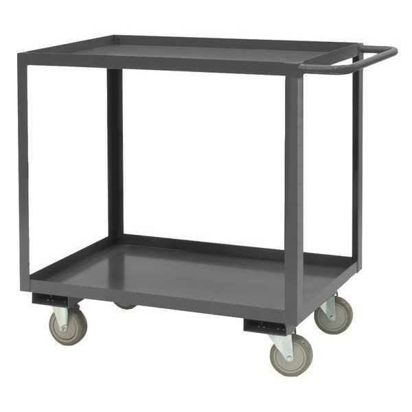 Utility Cart with Lipped Metal Shelves, Steel, 1,200 lb Load Capacity, 2 Shelves, 54 1/2 in L