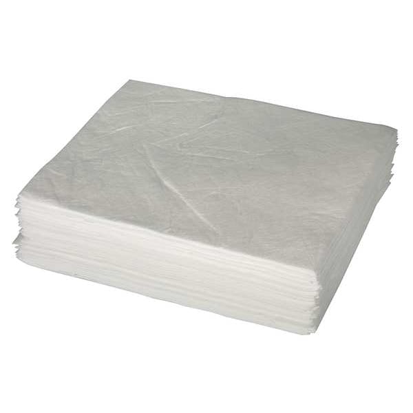Sorbent Pad, 9 gal, 15 in x 19 in, Oil, White, Polypropylene