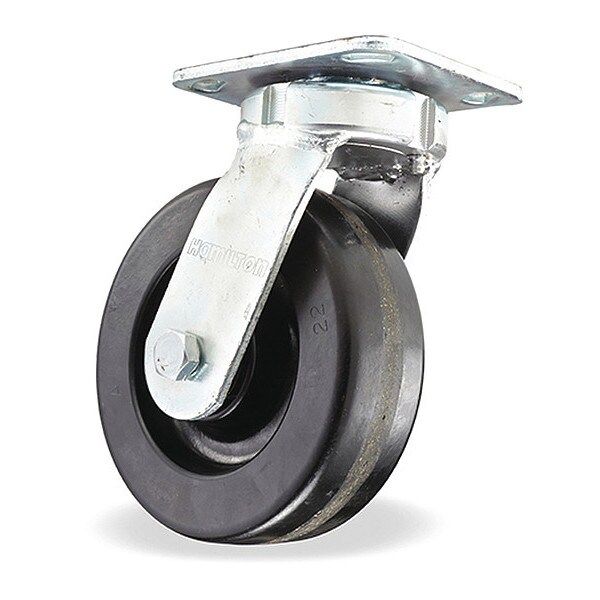 Standard Duty Kingpinless Caster, 6" x 2" Plastex Phenolic Wheel, Face Contact Brake