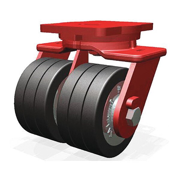 Extra Heavy Duty Dual Wheel Swivel Caster, 6" x 3" Swivel-EAZ Triple Wheel Black Tread Aluminum Core