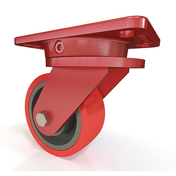 Ergo-X2 Swivel Caster, 5" x 2" Ultralast Premium Polyurethane (95A) on Cast Iron Wheels
