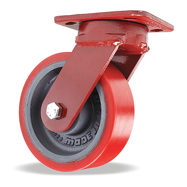 Kingpinless Swivel Caster, 6" x 2" Ultralast (95A) Wheel, 1/2" Sealed Precision Ball Bearings