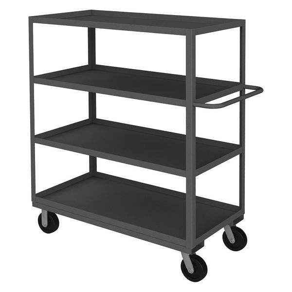 Utility Cart with Lipped Metal Shelves, Steel, 3,000 lb Load Capacity, 4 Shelves, 52 in L