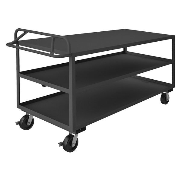 Utility Cart with Lipped & Flush Metal Shelves, Steel, 3,600 lb Load Capacity, 3 Shelves, 38 in H