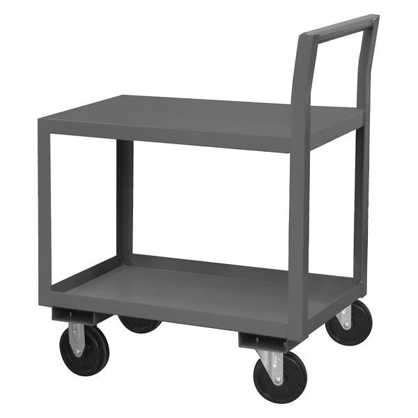 Utility Cart with Lipped & Flush Metal Shelves, Steel, 1,400 lb Load Capacity, 2 Shelves, 36 in H