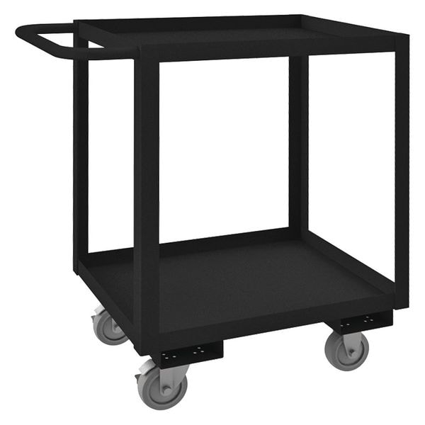 Utility Cart with Lipped Metal Shelves, Steel, 1,200 lb Load Capacity, 2 Shelves, 42 in L, 37 in H