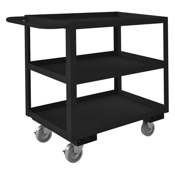 Utility Cart with Lipped Metal Shelves, Steel, 1,200 lb Load Capacity, 3 Shelves, 52 in L, 40 in H