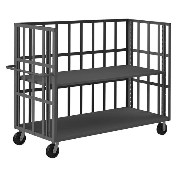 Single-Side-Access Slat-Wall Metal Stock Truck, Steel, 3,000 lb Load Capacity, 2 Shelves
