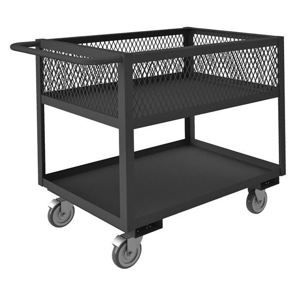 Utility Cart with See-Through Ventilated Walls & Lipped Metal Shelves, Steel, 2 Shelves, 36 in L