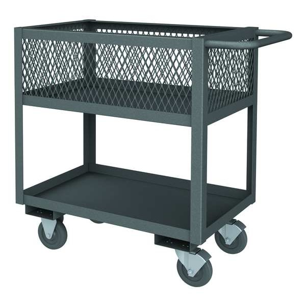 Utility Cart with See-Through Ventilated Walls & Lipped Metal Shelves, Steel, 2 Shelves, 42 in L