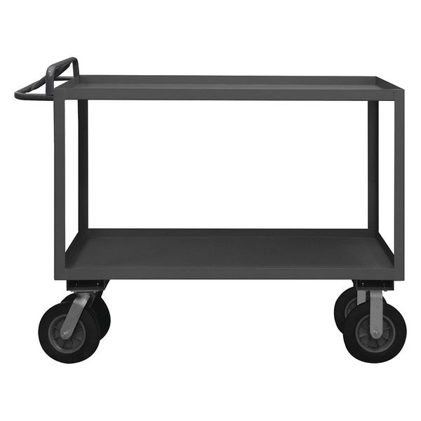 Utility Cart with Lipped Metal Shelves, Steel, 1,200 lb Load Capacity, 2 Shelves, 36 in L, 41 in H