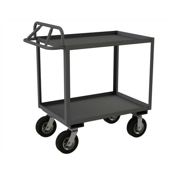 Utility Cart with Lipped Metal Shelves, Steel, 1,200 lb Load Capacity, 2 Shelves, 36 in L, 41 in H