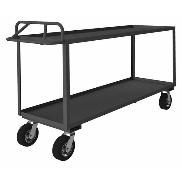 Utility Cart with Lipped Metal Shelves, Steel, 1,200 lb Load Capacity, 2 Shelves, 78 1/2 in L