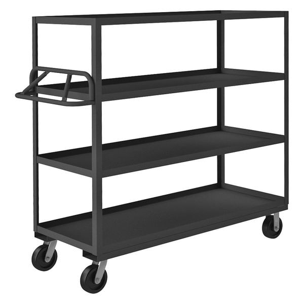 Utility Cart with Lipped Metal Shelves, Steel, 3,600 lb Load Capacity, 4 Shelves, 66 1/2 in L