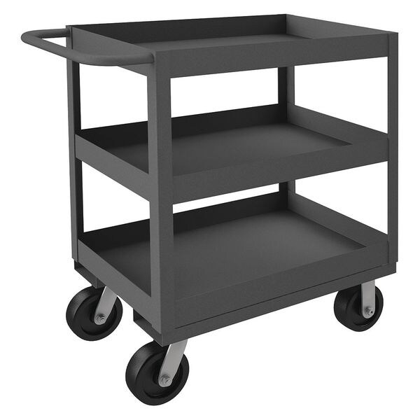 Utility Cart with Deep Lipped Metal Shelves, Steel, 3,600 lb Load Capacity, 3 Shelves, 37 in L